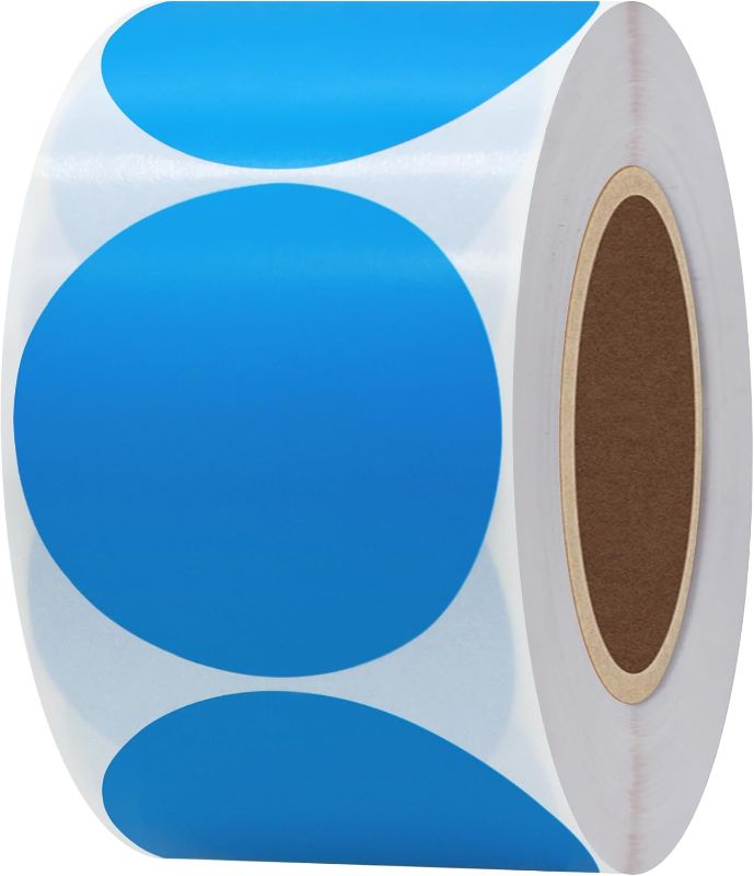 Photo 1 of Hybsk 2 inch Circle Color Direct Thermal Stickers Shipping Labels for Barcodes,Name Tag,DIY Logo Design,QR Code,Inventory– Compatible with Zebra,Rollo,Munbyn,and More-750 pcs (2 inch,Blue)