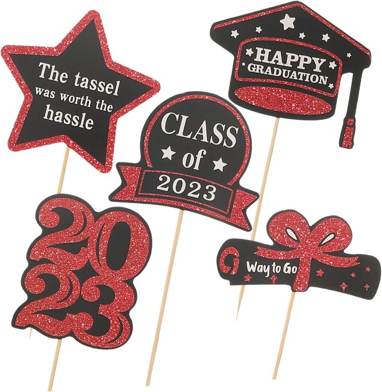 Photo 1 of Alipis 75pcs Graduation Cupcake Toppers Glitter Decorative Picks for Class of Party Food-grade Material No Assembly for Cake and Dessert Decorations