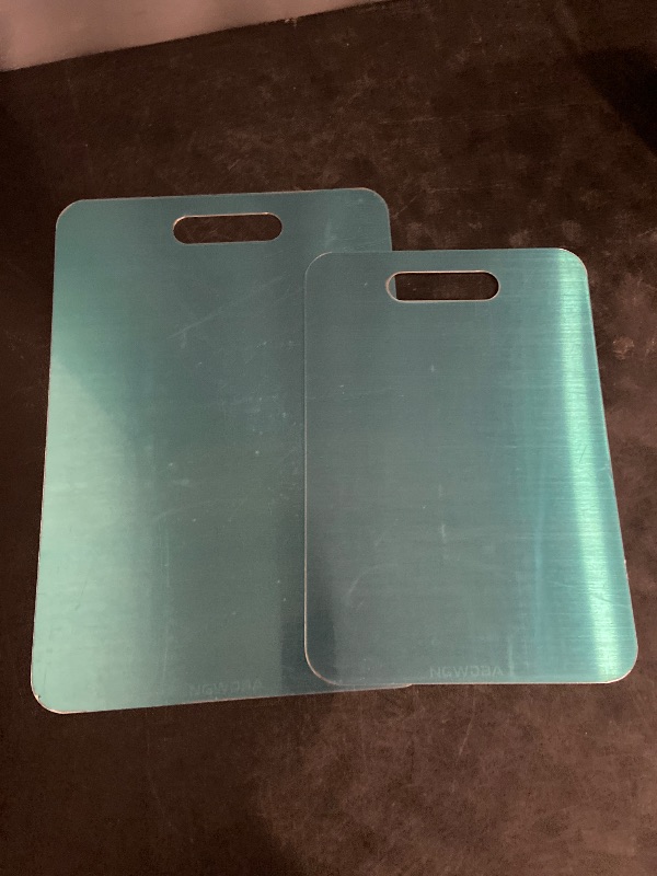 Photo 1 of 2 Pcs Stainless Steel Cutting Board for Kitchen 304 Steel Chopping Dishwasher Safe Metal Cutting Board Set for Kitchen Meat Fruit Vegetable (13.4"x9",11.8"x7.9")