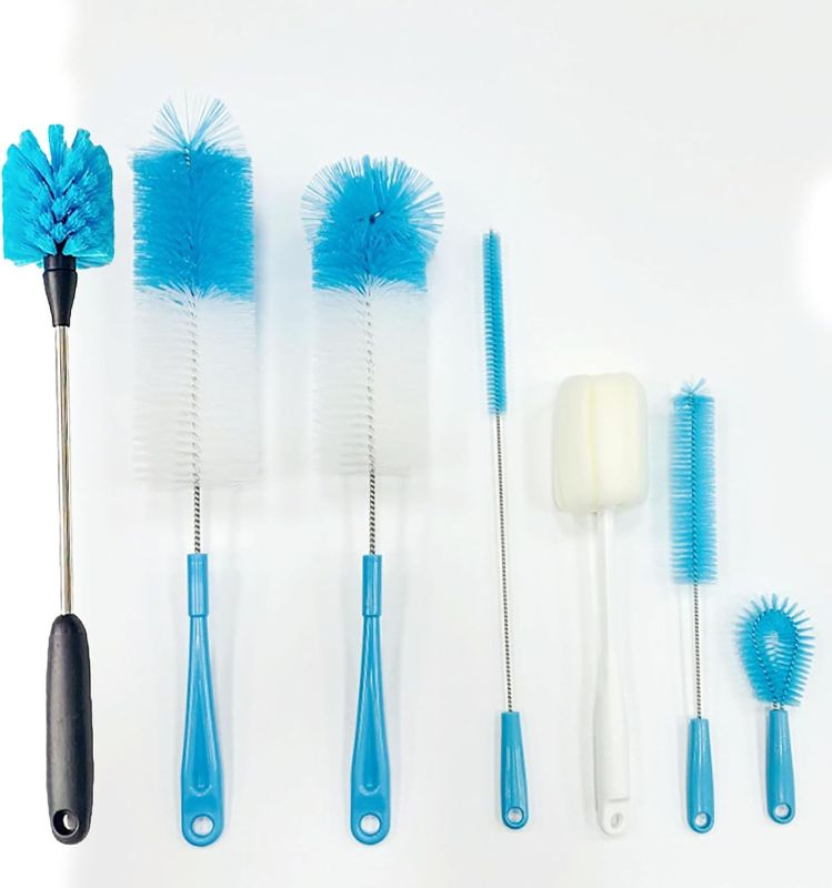Photo 1 of Bottle Brushes, 7 Pack Multi-Purpose Bottle Cleaning Brushes, Long Brushes with Soft Fleece Heads for Baby Bottles, Jugs, Jugs, Glasses, Tubes, Straw Brushes, Thermos Bottles and Insulated Mugs
