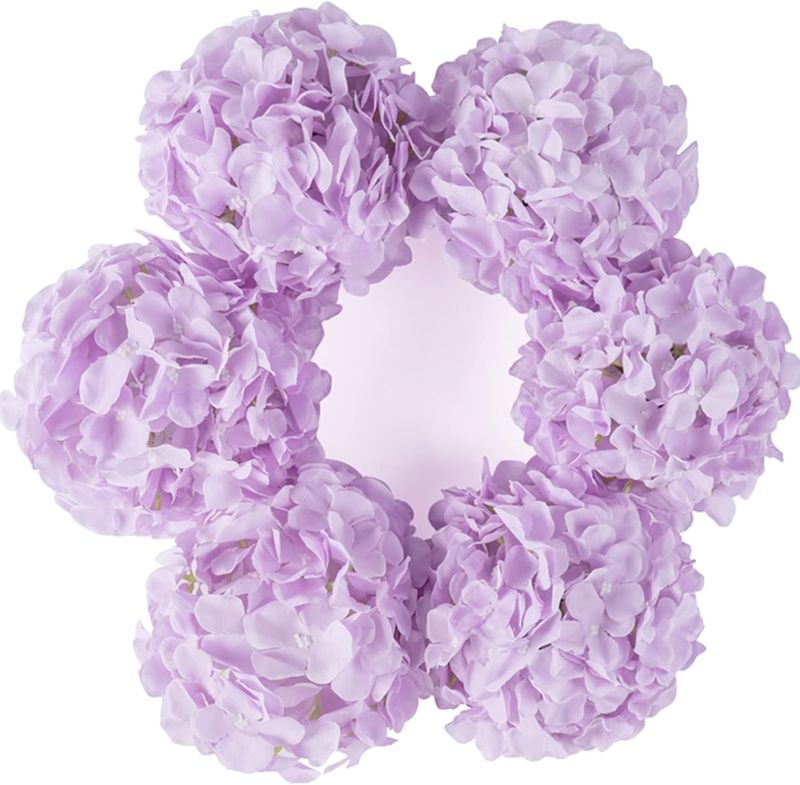 Photo 1 of DuHouse 8.7" Silk Hydrangea Flower Heads with Stems Fake Hydrangeas Flowers for DIY Wedding Centerpiece Home Decor,Pack of 6(Lilac)
