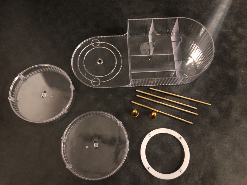 Photo 1 of Makeup Organizer Countertop for Vanity, Rotating Perfume Tray with 5-compartment Cosmetic and Skincare Organizers, Multi-Purpose Desk Storage Makeup Brush Holder for Bathroom Bedroom Counter
