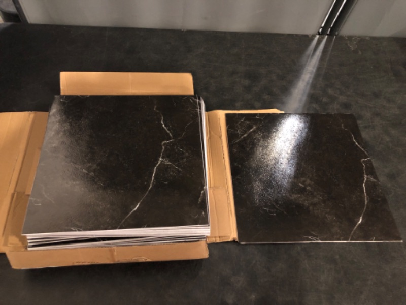 Photo 1 of 40 Sheet Vinyl Flooring 12” x 12” Peel and Stick Floor Tile Waterproof Black Marble Vinyl Floor Tiles Clearance Self Adhesive Floor Tiles Sticky Laminate Flooring for Bathroom Kitchen Basement