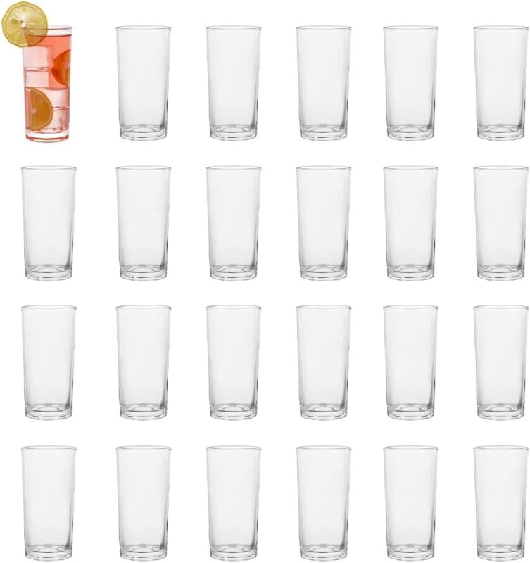 Photo 1 of Highball Glasses Set of 24-8oz Tall Water Glasses for Mojito, Whiskey, Cocktails - Clear Drinking Glassware for Kitchen - Tall Drinking Glasses Set for Mixed Drinks (Glass, 24PCS8OZ)