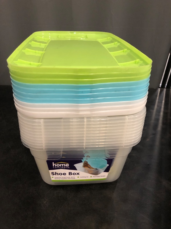 Photo 1 of Case of 11 Shoe Box's with lids (Clear) - Exterior Dimensions: 7-1/2x13x4-1/4