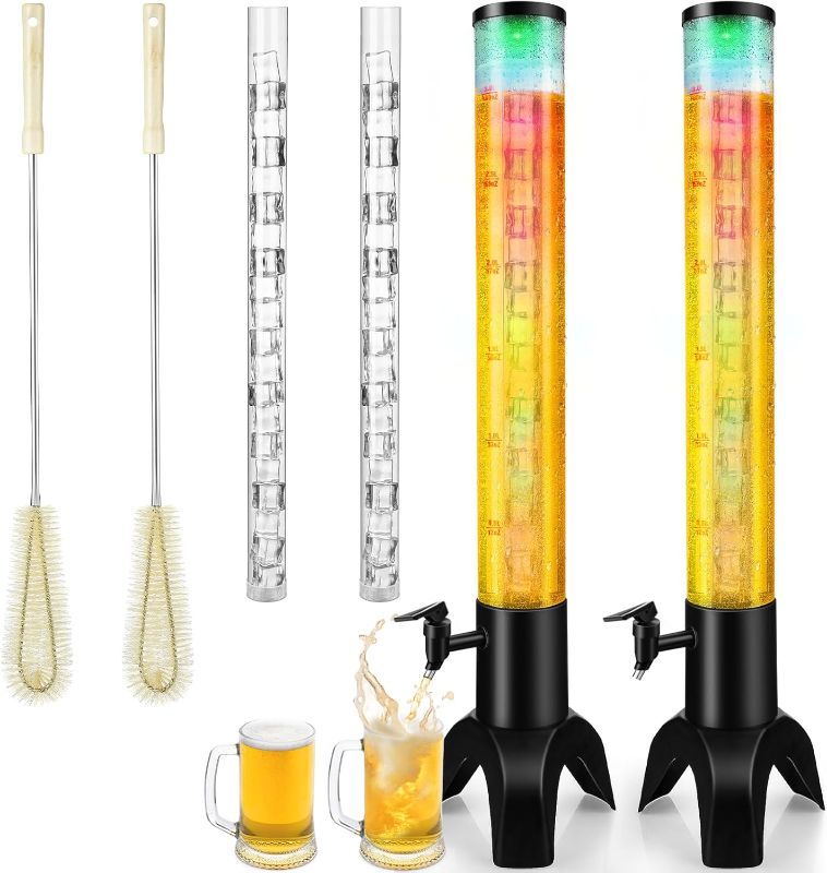 Photo 1 of 2pcs Mimosa Tower, 100oz/3L Drink Tower Dispenser with Ice Tube and LED Light, Tabletop Beer Dispenser (2pcs)