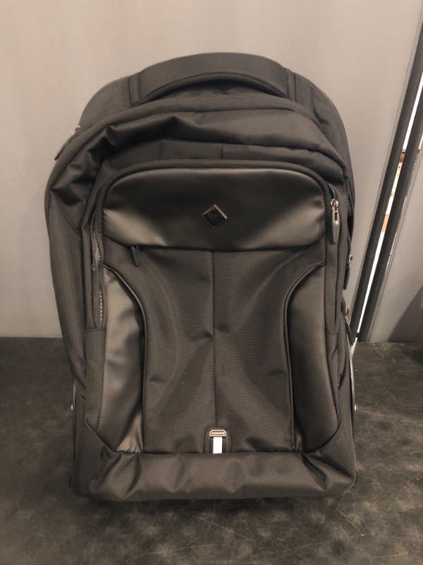 Photo 1 of 22 Inch Rolling Backpack, Waterproof Backpack with Wheels for Business and Travel Commuter, Carry on Laptop Backpack for Women and Men Adult (black)