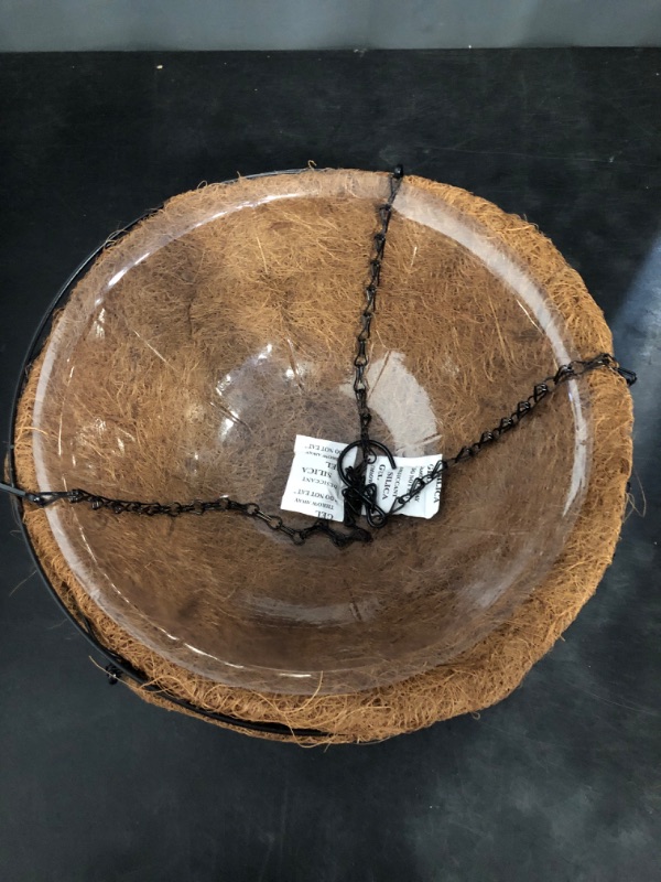 Photo 1 of 2 Pack Metal Hanging Planter Basket with Coco Coir Liner Chain Round for Garden Decoration Porch Indoor Outdoor (S Shape)
