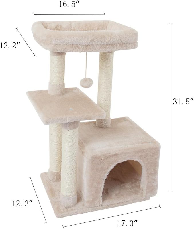 Photo 1 of FISH&NAP Cute Cat Tree Kitten Cat Tower for Indoor Cat Condo Sisal Scratching Posts with Jump Platform Cat Furniture Activity Center Play House Beige