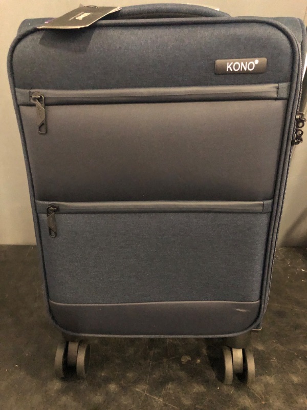 Photo 1 of Kono 20 Inch Softside Carry On Luggage Airline Approved 20 Inch Spinner Wheels Lightweight Waterproof Suitcase with TSA Lock for Business Travel (Small, Navy Blue)