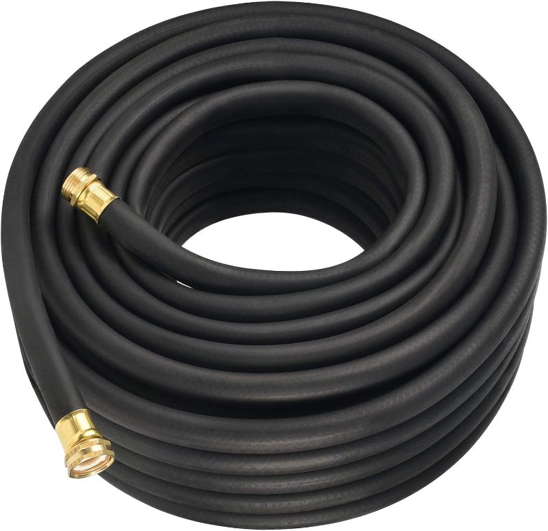 Photo 1 of Flexon 5/8" x 100Ft Premium Rubber Garden Hose – Heavy-Duty, Commercial-Grade, All-Weather Flexibility, High Burst Strength, Crush-Proof Couplings, Kink-Resistant, Ideal for Landscaping and Job Sites