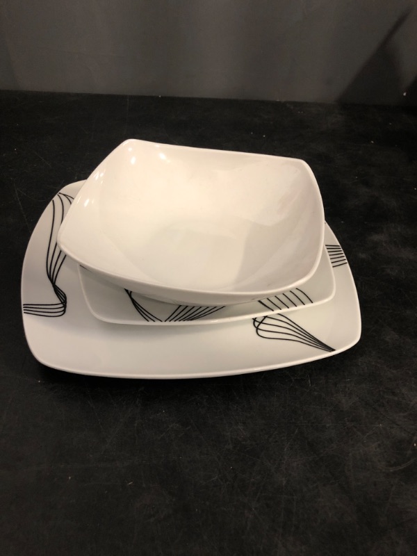 Photo 1 of Amazon Basics 18 Piece Kitchen Dinnerware Set - Square Plates, Bowls, Service for 6 - Modern Beams