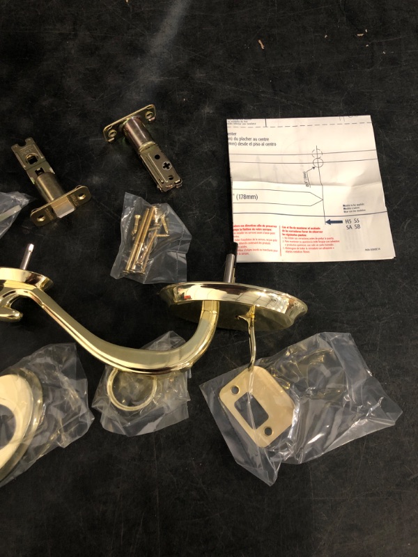 Photo 1 of EHOMEWARE Gold Front Door Handle and Deadbolt Set, 1 Pack Exterior Door Lock Set, Keyed Different Entry Door Handle, Satin Brass Finish, Wave Door Lever for Left/Right Handed Doors