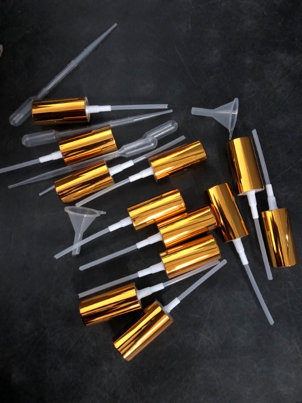 Photo 1 of 12 Pack 1 Oz Frosted Glass Spray Bottles with Fine Mist Sprayer & Golden Pump Cap,Empty Travel Size Perfume Atomizer Liquid Containers for Essential Oils-Stickers,Pipette&Funnel included (Pack of 12)