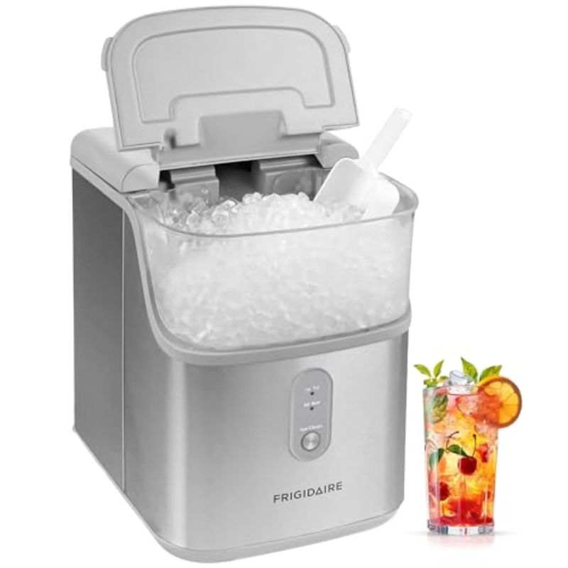 Photo 1 of Frigidaire Countertop Crunchy Chewable Nugget Ice Maker, Compact, 33lbs per Day, Metallic Finish
