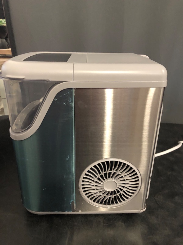 Photo 1 of Frigidaire Countertop Crunchy Chewable Nugget Ice Maker, Compact, 33lbs per Day, Metallic Finish
