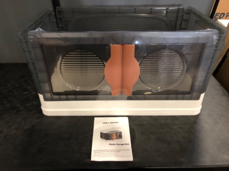 Photo 1 of Home-Complete Collapsible Storage Bin - 8.4 Gal Large Capacity Organizer with Lid, Double Doors, and Wheels - Stackable Storage Containers