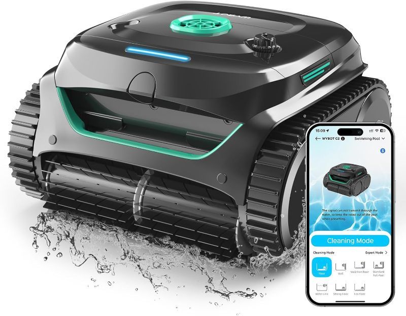 Photo 1 of POOLMR Cordless Robotic Pool Cleaner, Pool Vacuum for Inground Pools up to 2512 Sq.ft, Wall-Climbing & Waterline Cleaning with Dual Filter, Triple-Motors, Lasts 180 Mins Runtime