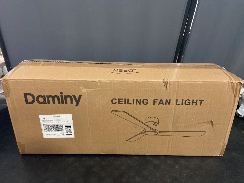 Photo 1 of DAMINY Natural Solid Wood 52 inch Ceiling Fan with Light,3 Blades,6CCT,Black Low Profile Ceiling Fan with Light and Remote Control, APP Control, Flush Mount
