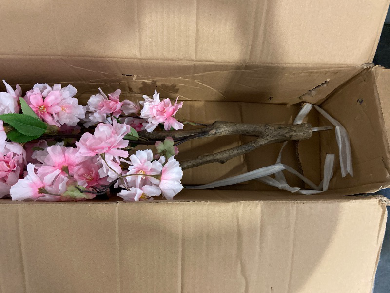 Photo 1 of 5FT Pink Cherry Blossom Artificial Tree, Lifelike Decorative Plant in Pot for Indoor, Garden, Office, Wedding & Party Decor
