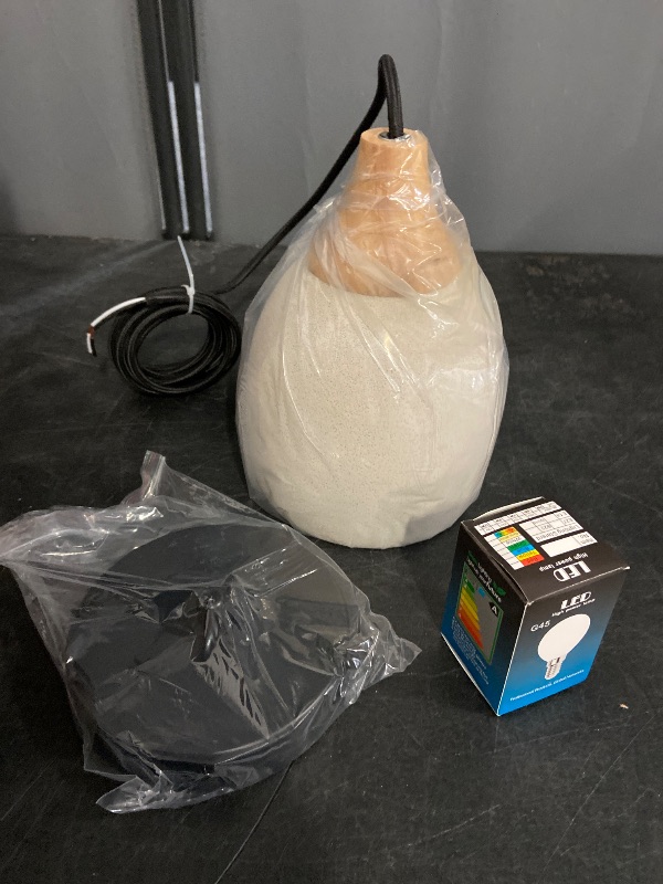 Photo 1 of 3 Pack Kitchen Island Concrete Pendant Lights with Dimmable LED Suspension Hanging Lamps 5.75In Cement Chandeliers Adjustable Hanging Ceiling Pendant Light for Foyer Bedsid Dining Room (Gray)