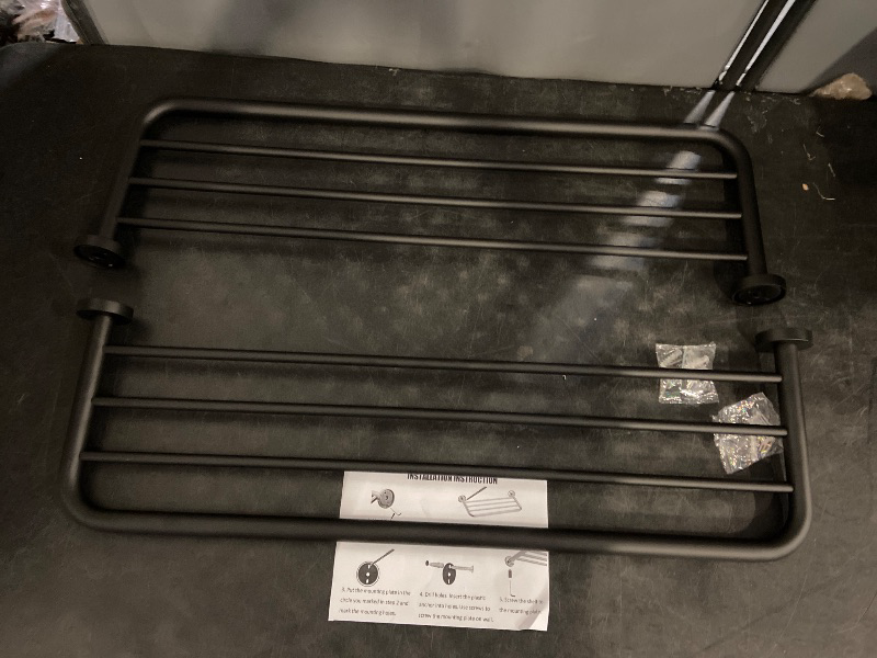 Photo 1 of 30 Inch Towel Rack with Towel Bar Holder, 2-Tier Stainless Steel Towel Shelf for Bathroom & Lavatory Wall Mounted (Black)
