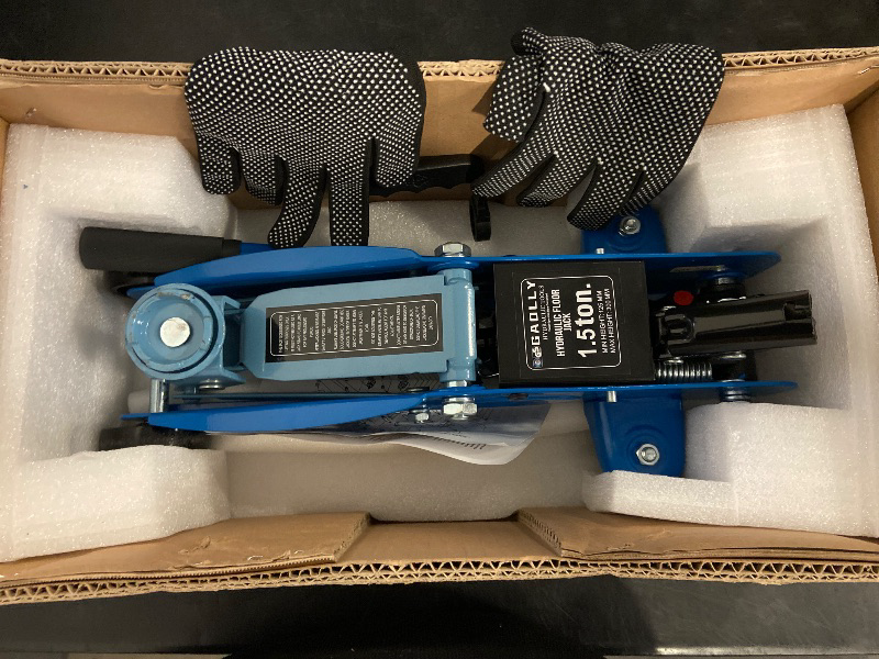 Photo 1 of 1.5 Ton Floor Jack Low Profile, Heavy-Duty Steel Racing with Single Piston Lift Pump, Lifting Range Blue