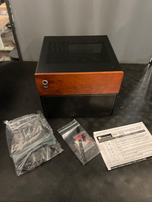 Photo 1 of JONSBO N4 Black NAS Pc Case, Walnut Wood, 8-Drive Bay/6 * 3.5 "HDD (4 hot-swap,2 Non hot-swap),2 * 2.5SSD,Micro ATX Chassis, USB3.2Gen2Type-C, 1x120mm Fan Built-in, Black
