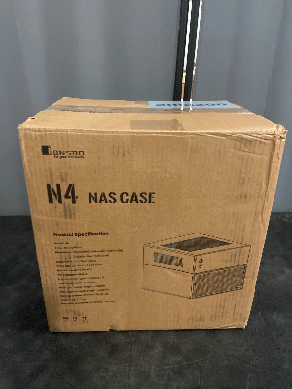 Photo 1 of JONSBO N4 Black NAS Pc Case, Walnut Wood, 8-Drive Bay/6 * 3.5 "HDD (4 hot-swap,2 Non hot-swap),2 * 2.5SSD,Micro ATX Chassis, USB3.2Gen2Type-C, 1x120mm Fan Built-in, Black
