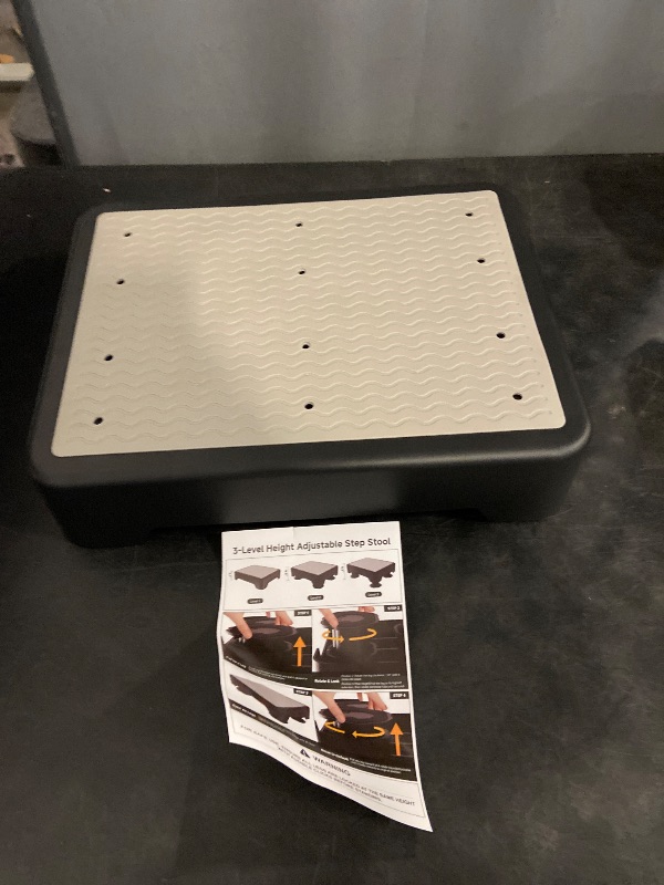 Photo 1 of Adjustable Step Stool for Adults, Toddler Step Stools, 600 LBS Capacity Non-Slip Safety Step Platform for Elderly and Kids, Portable Stair Assist for Cars, Bedside, Kitchen, and Shower, Grey
