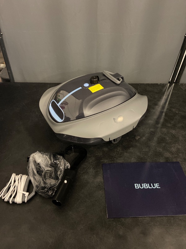 Photo 1 of Bubot 300P Robotic Pool Cleaner, Cordless Pool Vacuum with Industry Leading Suction Power, Bluehole Tech, DirtLock Tech, Smart Sensor for Above-Ground Flat Pools up to 850 Sq.Ft, Silver
