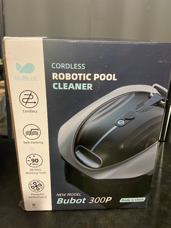 Photo 1 of Bubot 300P Robotic Pool Cleaner, Cordless Pool Vacuum with Industry Leading Suction Power, Bluehole Tech, DirtLock Tech, Smart Sensor for Above-Ground Flat Pools up to 850 Sq.Ft, Silver
