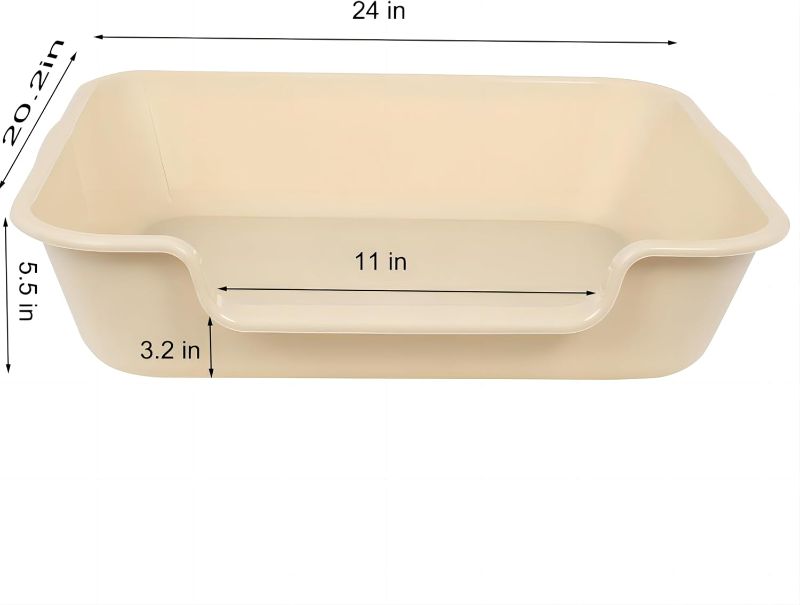 Photo 1 of 1 Pack of Extra Large Cat Litter Box (ABS Material), Low Entry Senior Litter Pen for Geriatric Kitty Big Cats, Jumbo Pet Safe Litter Boxes Tray for Pets Potty (Beach Sand, 24" L x 20" W)
