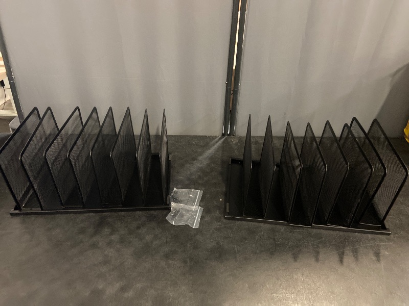 Photo 1 of Kuntine.B Desk File Organizer 5 Upright Mesh Desktop Organizer File Sorter Office Organization File Holder for Home, Office & Classroom, 2 Pack