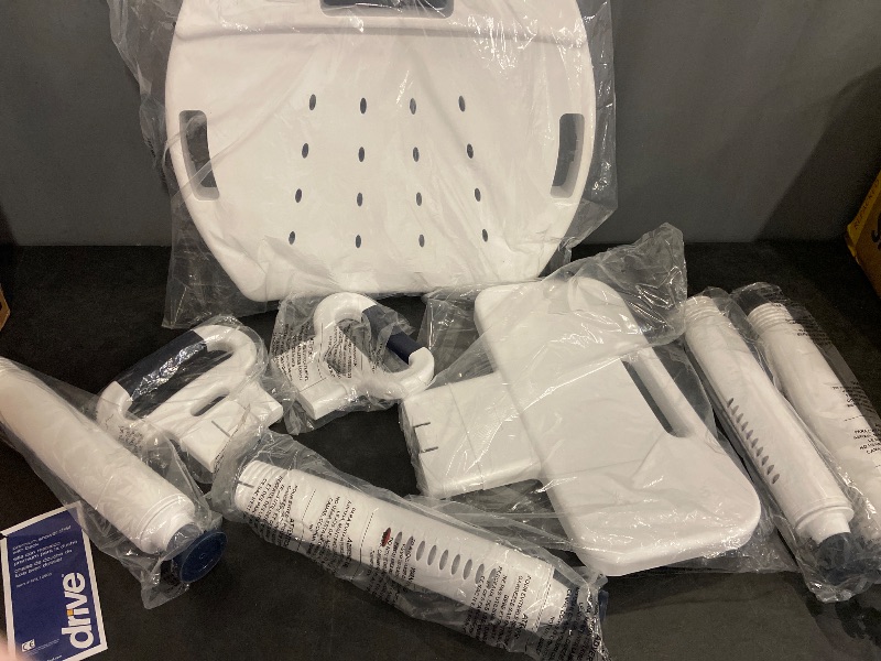 Photo 1 of Drive Medical RTL12505 Handicap Bathroom Bench with Back and Arms, White
