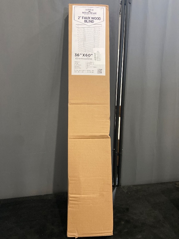 Photo 1 of LOTUS & WINDOWARE Cordless Faux Wood Blinds, 36" Wide x 60" Long, Smooth, Snow White, 2 Inch Horizontal Blinds – for Living Room, Bedroom, Interior Door Windows
