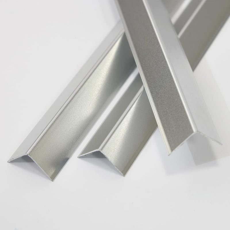 Photo 1 of Aluminum Corner Guards, Peel and Stick L-Shaped Molding Trim for Wall Table Door Frame Protection and Decoration (Matte Silver, 3Pcs x 4.26ft x 0.8in)