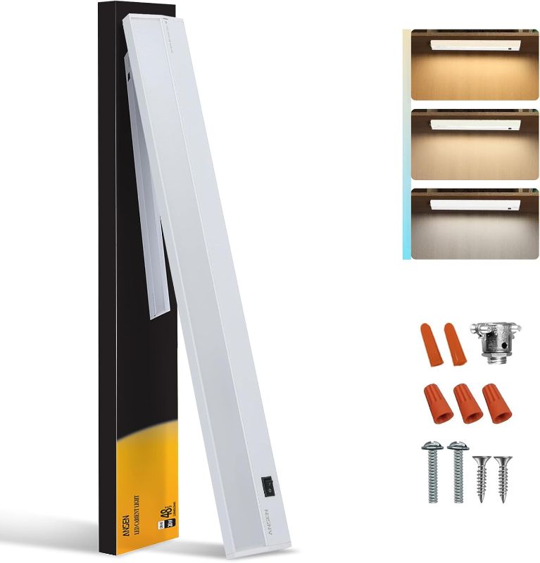 Photo 1 of Ansen Hardwired Under Cabinet Lighting, 48in 26W LED Light for Kitchen/Closet, 1720lm, CRI>92, R9>90, Dimmable, 3 Color Temperature, 3000K/4000K/5000K(Warm White, Cool White, Daylight)