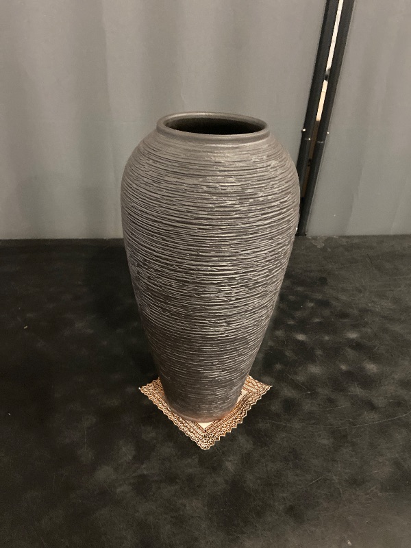 Photo 1 of Black Rustic Ceramic Vase Vintage Large Vases, 13.4 Inch Farmhouse Floor Tall Vase Pottery Clay Terracotta Rustic Vases for Home Decor Living Room Entryway Table Centerpieces,Housewarming Gifts