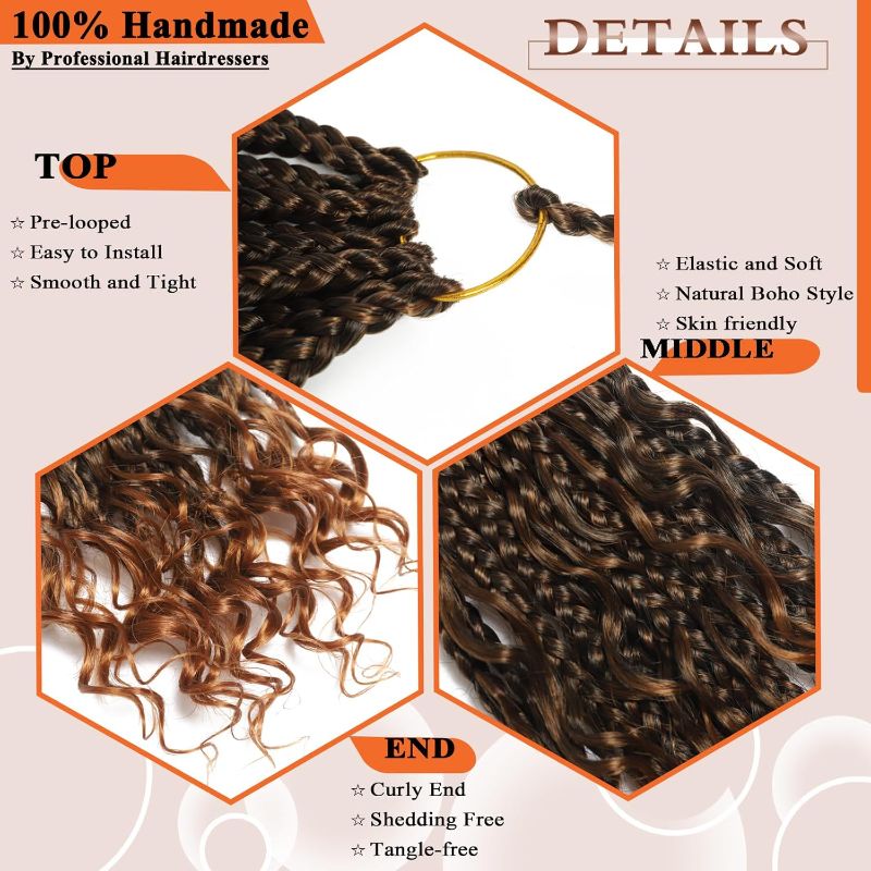 Photo 1 of Flagship Boho Crochet Braids,Goddess Box Braids Crochet Hair, 10 Inch Boho Braids for Black Women,3 Packs Boho Crochet Hair for Women,Bohomian Pre looped Hair Extension-T30
