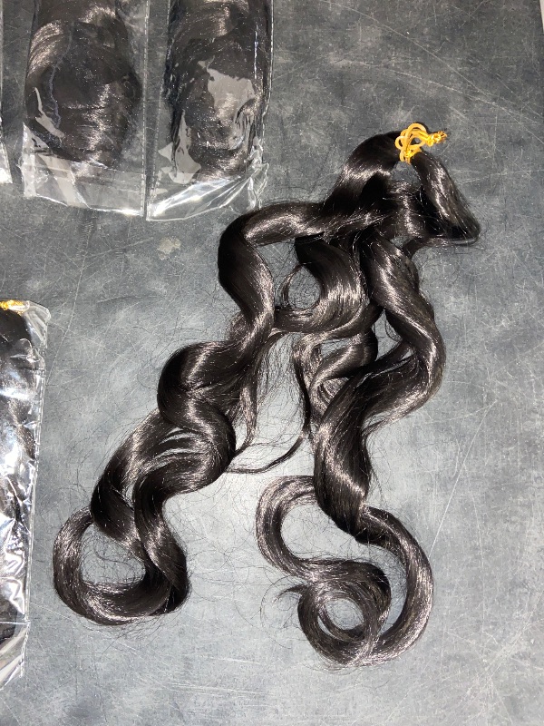 Photo 1 of French Curly Braiding Hair 8 Packs Loose Wavy Braiding Hair Pre Stretched Bouncy Synthetic French Curl Braiding Hair Extensions for Women (1B, 18 Inch)