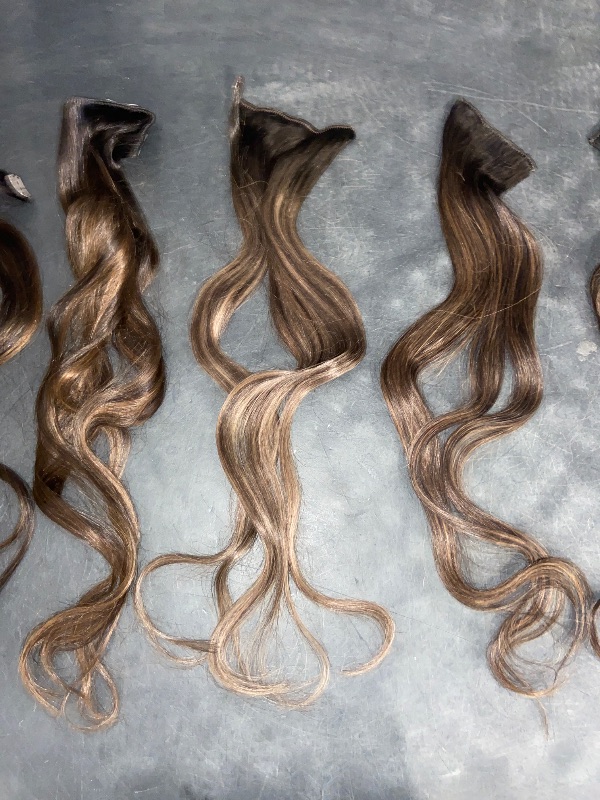 Photo 1 of LaaVoo Weft Hair 7 Extensions Human Hair Straight Hair Weft Extensions Dark Brown Ombre Light Brown Balayage Sew in Hair Extensions Real Human Hair Seamless 18 Inch 100g
