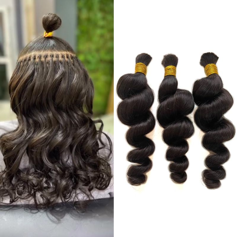 Photo 1 of product Wholesale Human Hair Bulk In Factory Price 3 Bundle 300g Brazilian Loose Wave Bulk Hair For Braiding Human Hair No Weft(18 18 18inch Natural Black 1B)