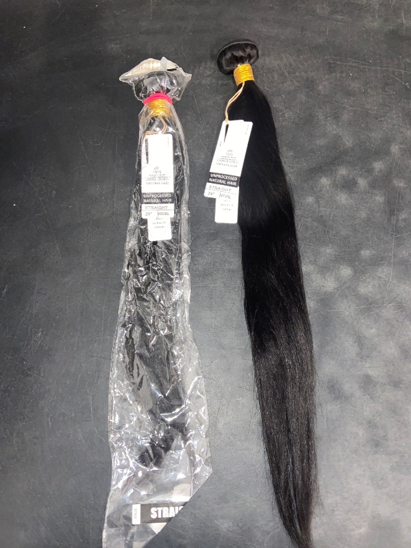 Photo 1 of Brazilian Hair 100% Unprocessed Human Virgin Hair Straight Weave Weft Natural Black 3Bundles 20inch 22inch 24inch