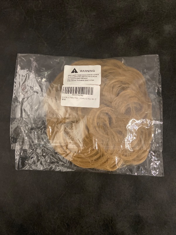 Photo 1 of FESHFEN Messy Bun Hair Pieces - Large Wavy Curly Elastic Hair Bun Scrunchies Ponytail Extensions Synthetic Chignon Hairpieces for Women, Dirty Blonde 1.94oz