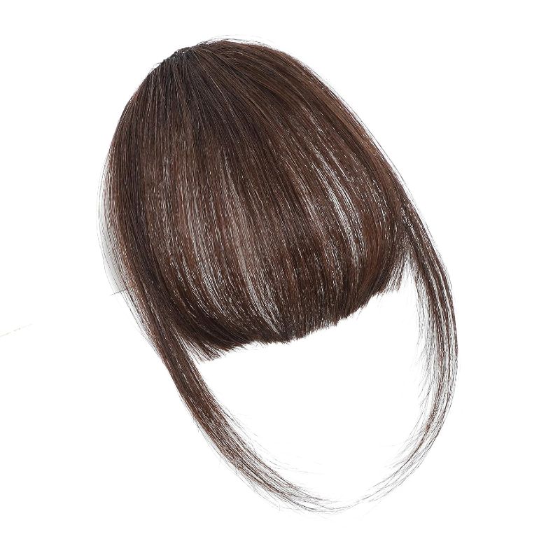 Photo 1 of Clip in Bangs 100% Real Human Hair, Fake Bangs Hair Clip on Bang for Women, Medium Brown Wispy Bang Fringe with Temples Hairpieces Extensions for Daily Wear (Medium Brown, Wispy Bangs)

