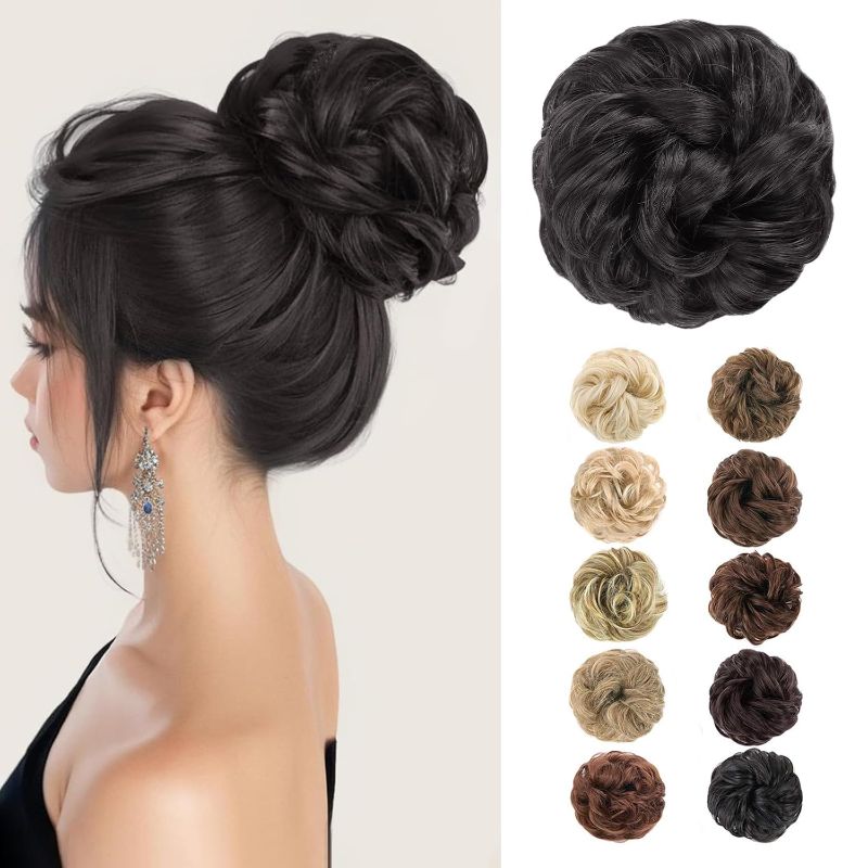 Photo 1 of MORICA Messy Hair Bun Hair Scrunchies Extension Curly Wavy Messy Bun Hair Synthetic Chignon Hairpieces for Women(2#)
