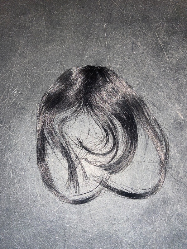Photo 1 of Clip in Bangs 100% Real Human Hair Extensions Wispy Natural Black Fake Bangs Hair Clip on bangs for women Fringe with Temples Hairpieces Faux Bangs for Daily Wear

