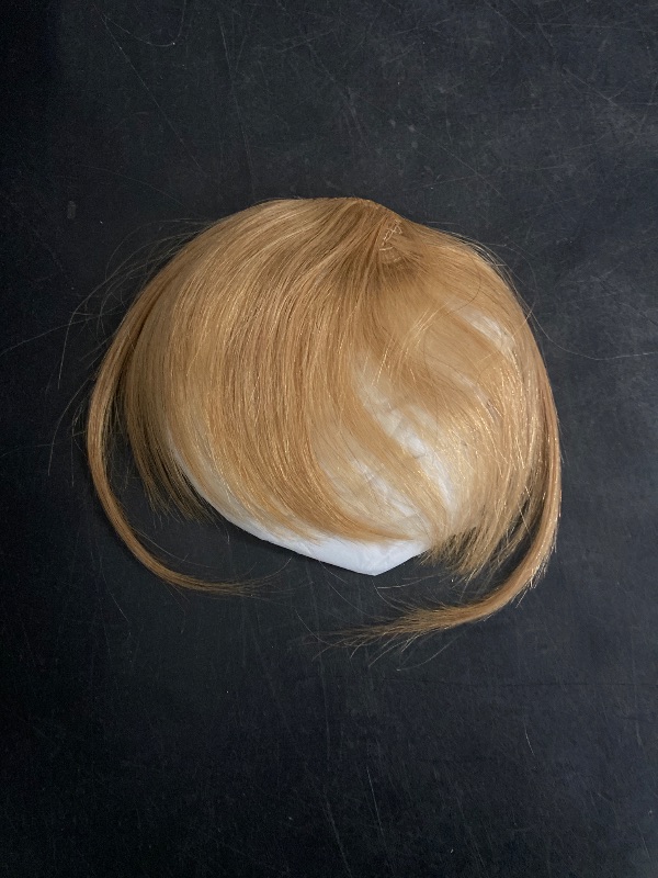 Photo 1 of Human Hair Bangs Clip in Hair Extensions - Faux Blonde Wispy Bangs with Temples for Daily Wear
