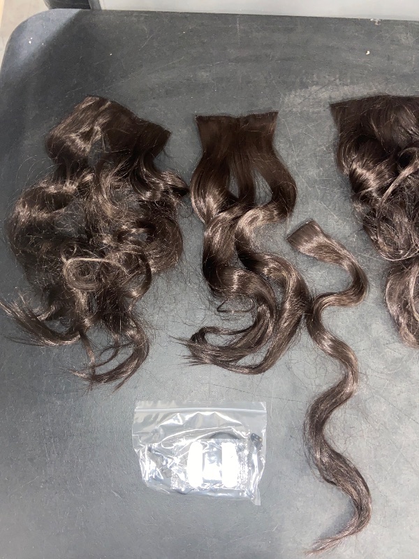 Photo 1 of Clip in Hair Extensions, 6 PCS 1 6 Inch Hair Extensions Clip Ins, Dark Brown Long Wavy Hairpieces(16inch, 6pcs, Dark Brown)
